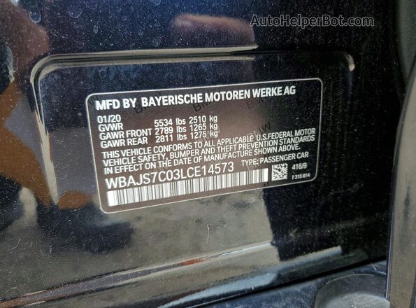 WBAJS7C03LCE14573 2020 BMW M5 Blue Vista del compartimento del motor