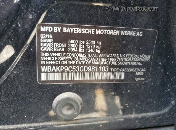 WBAKP9C53GD981103 2016 BMW 5 SERIES Black Vista del compartimento del motor