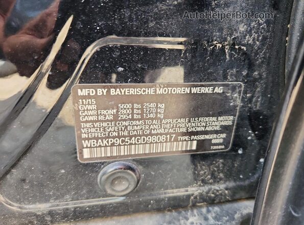 WBAKP9C54GD980817 2016 BMW 5 SERIES Black VIN sticker view