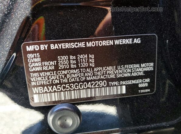 WBAXA5C53GG042290 2016 BMW 5 SERIES Black Vista del compartimento del motor