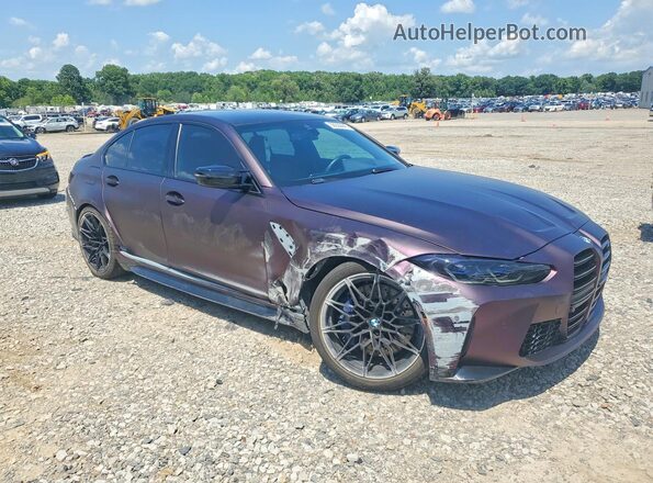 WBS33AY02NFM17292 2022 BMW M3 Purple Delantero derecho