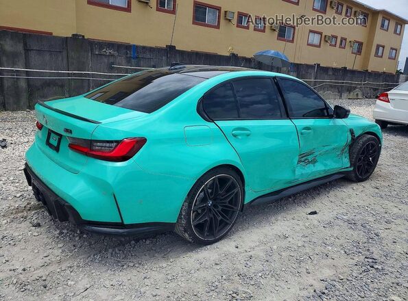 WBS33AY05NFM50643 2022 BMW M3 Turquoise Задня права чверть