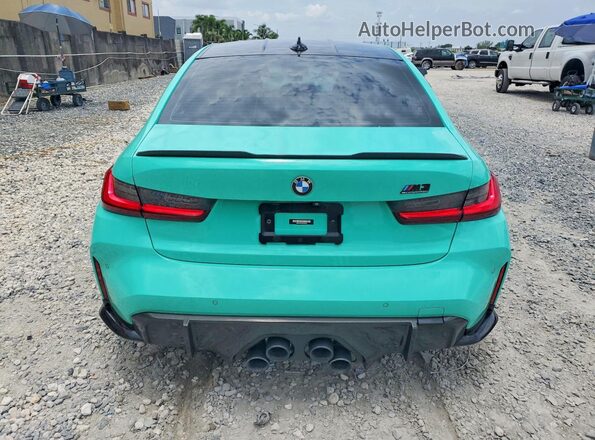 WBS33AY05NFM50643 2022 BMW M3 Turquoise Вид ззаду