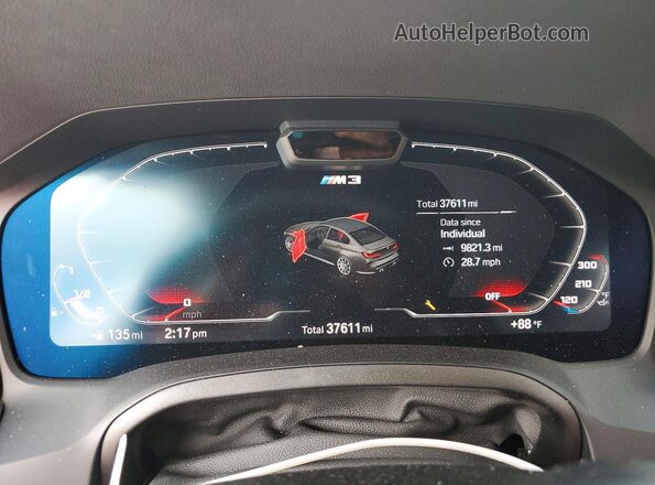 WBS33AY0XNFM81189 2022 BMW M3 Blue Instrument cluster view