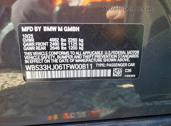 WBS33HJ06TFW00811 2026 BMW M3 Gray Engine compartment view