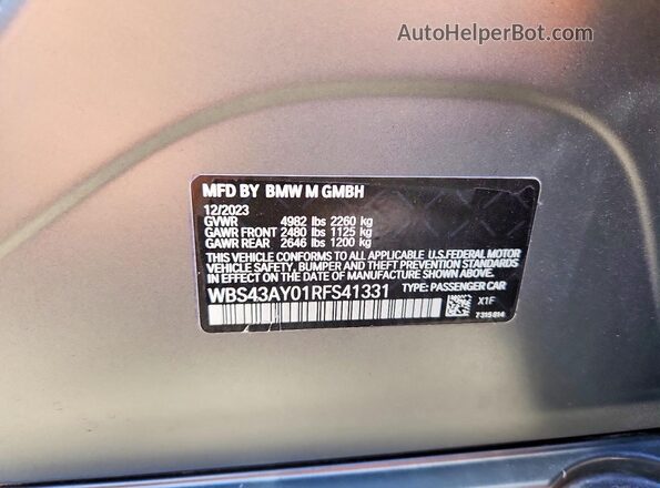WBS43AY01RFS41331 2024 BMW M3 Silver Vista del compartimento del motor
