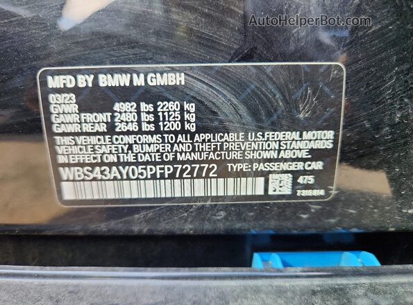 WBS43AY05PFP72772 2023 BMW M3 Черный 