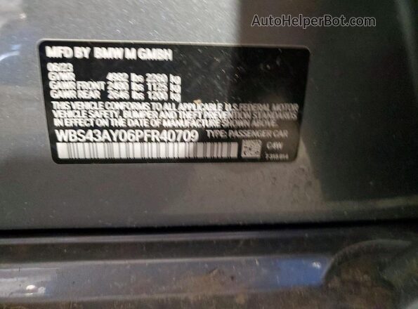 WBS43AY06PFR40709 2023 BMW M3 Gray Вид підкапотного простору