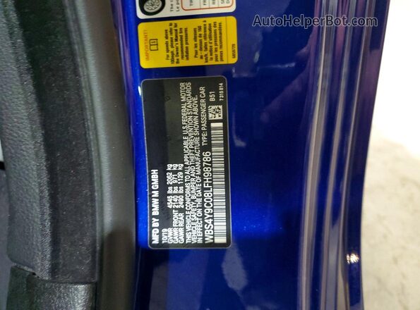 WBS4Y9C08LFH98786 2020 BMW M4 Blue VIN կոդի պիտակի տեսք