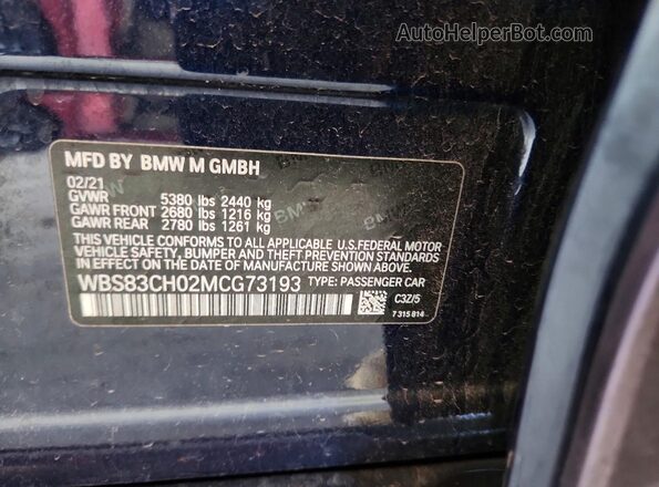 WBS83CH02MCG73193 2021 BMW M5 Purple Вид підкапотного простору