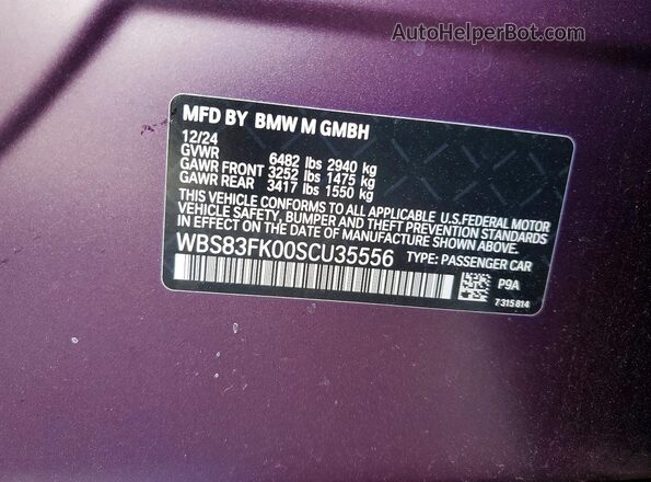 WBS83FK00SCU35556 2025 BMW M5 Purple Widok komory silnika