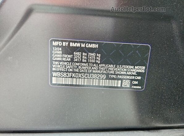 WBS83FK0XSCU38299 2025 BMW M5 Black Вид наклейки з VIN-кодом