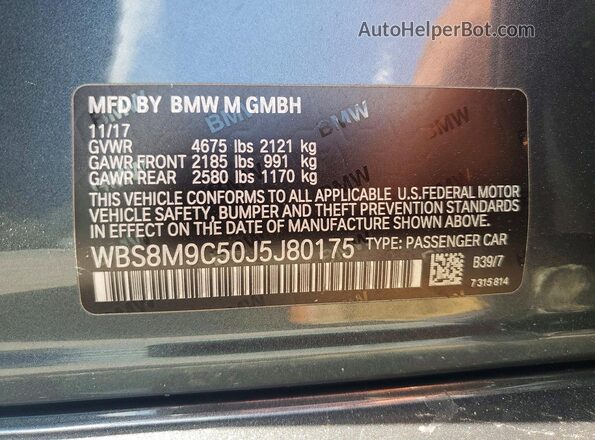 WBS8M9C50J5J80175 2018 BMW M3 Charcoal Widok komory silnika