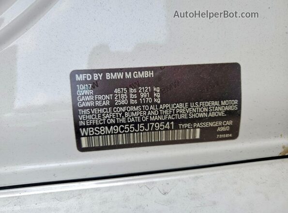 WBS8M9C55J5J79541 2018 BMW M3 White Engine compartment view