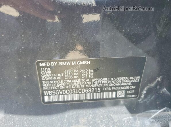 WBSGV0C03LCD68215 2020 BMW M8 Gray Widok komory silnika