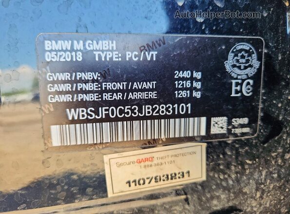 WBSJF0C53JB283101 2018 BMW M5 Черный Вид подкапотного пространства