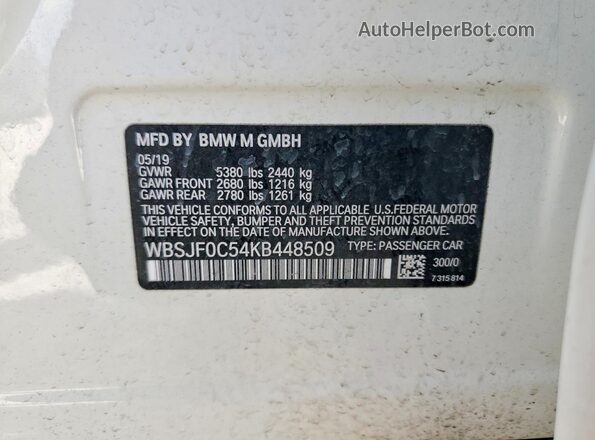 WBSJF0C54KB448509 2019 BMW M5 Белый Вид подкапотного пространства