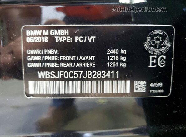 WBSJF0C57JB283411 2018 BMW M5 Black Вид підкапотного простору