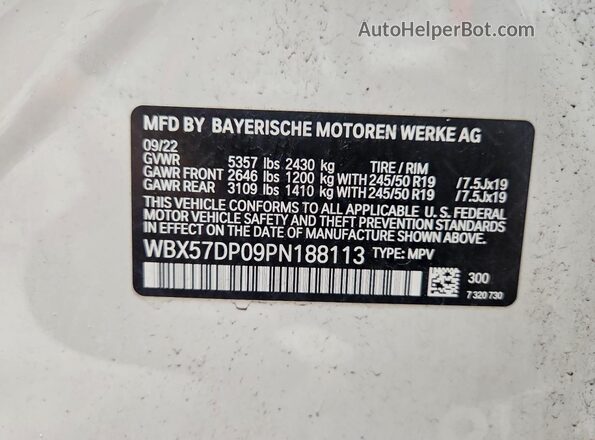 WBX57DP09PN188113 2023 BMW X3 White 360 interior view