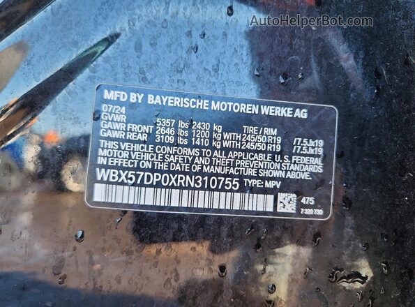 WBX57DP0XRN310755 2024 BMW X3 Black VIN կոդի պիտակի տեսք