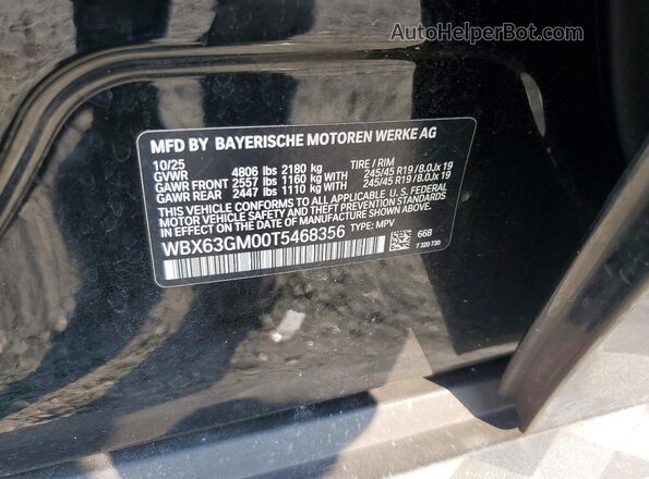 WBX63GM00T5468356 2026 BMW X2 Black VIN կոդի պիտակի տեսք