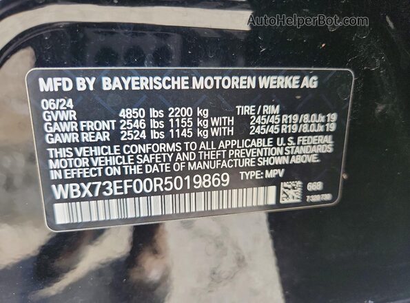 WBX73EF00R5019869 2024 BMW X1 Черный Вид подкапотного пространства