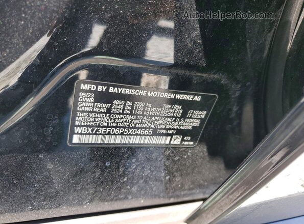 WBX73EF06P5X04665 2023 BMW X1 Черный Панорамный вид салона 360°