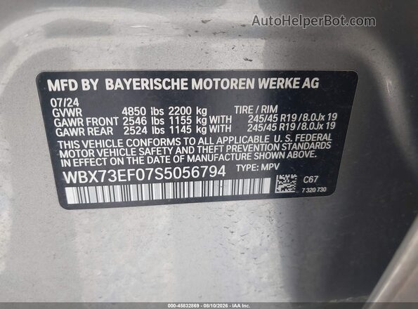 WBX73EF07S5056794 2025 BMW X1 Серебряный Вид подкапотного пространства