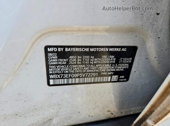 WBX73EF09P5V72291 2023 BMW X1 White ძრავის განყოფილების ხედი