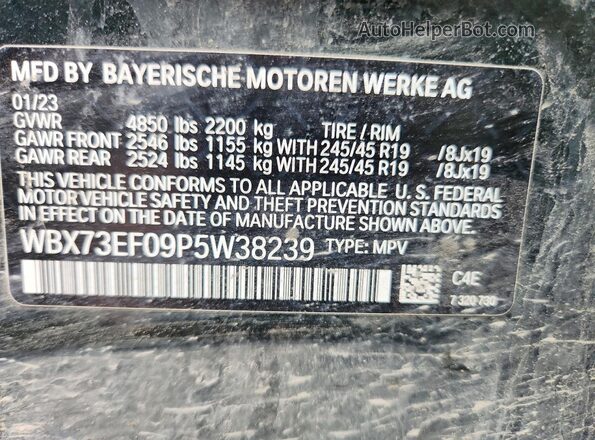 WBX73EF09P5W38239 2023 BMW X1 Green Вид наклейки з VIN-кодом