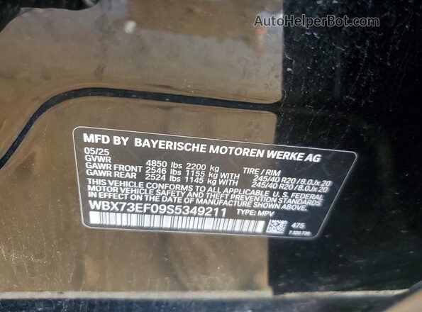 WBX73EF09S5349211 2025 BMW X1 Black ძრავის განყოფილების ხედი