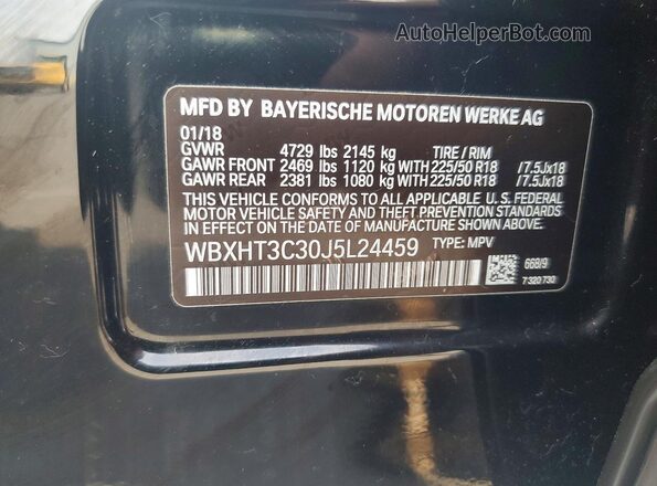 WBXHT3C30J5L24459 2018 BMW X1 Black ძრავის განყოფილების ხედი