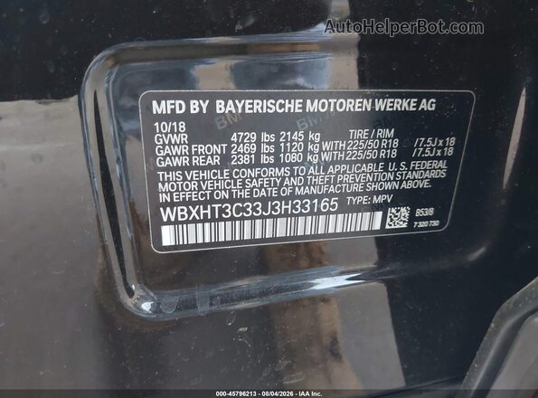 WBXHT3C33J3H33165 2018 BMW X1 Brown Widok komory silnika