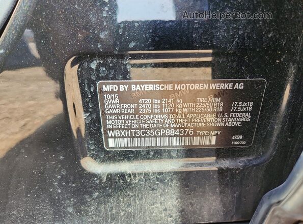 WBXHT3C35GP884376 2016 BMW X1 Black VIN კოდის სტიკერის ხედი