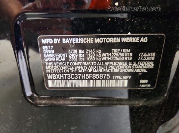 WBXHT3C37H5F85875 2017 BMW X1 Black Вид наклейки з VIN-кодом