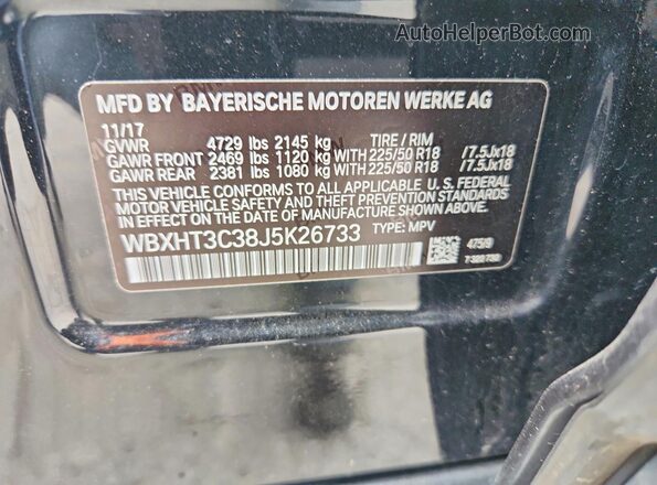 WBXHT3C38J5K26733 2018 BMW X1 Черный Вид наклейки с VIN-кодом