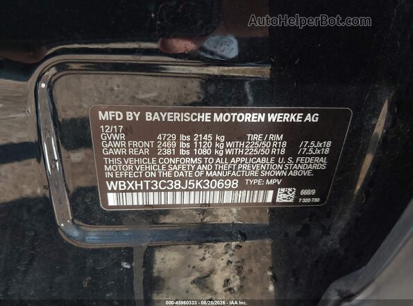 WBXHT3C38J5K30698 2018 BMW X1 Черный Вид подкапотного пространства