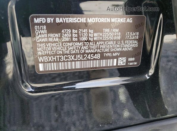 WBXHT3C3XJ5L24548 2018 BMW X1 Black Vista del compartimento del motor