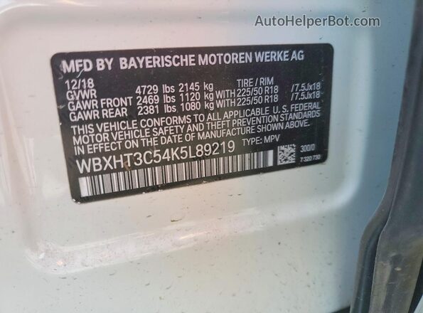 WBXHT3C54K5L89219 2019 BMW X1 Белый Вид подкапотного пространства