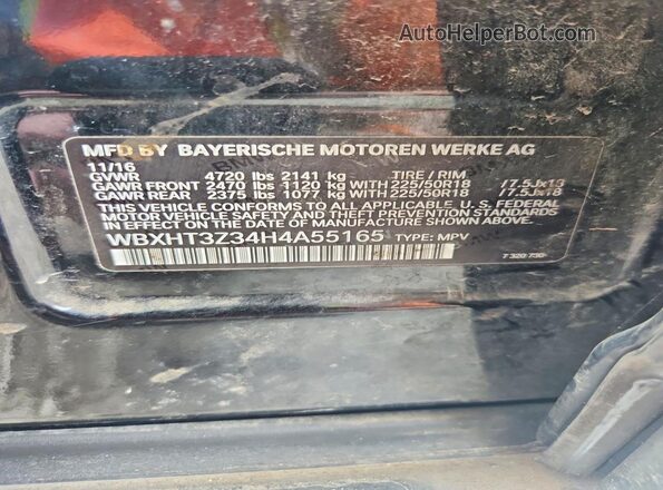 WBXHT3Z34H4A55165 2017 BMW X1 Black VIN sticker view