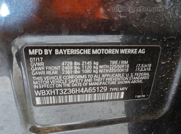 WBXHT3Z36H4A65129 2017 BMW X1 Gray Vista interior de 360 grados
