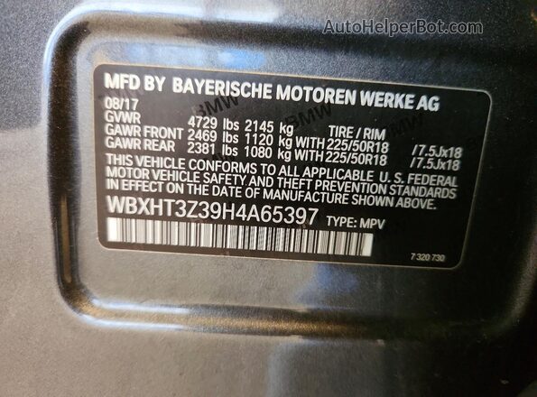 WBXHT3Z39H4A65397 2017 BMW X1 Gray Вид підкапотного простору