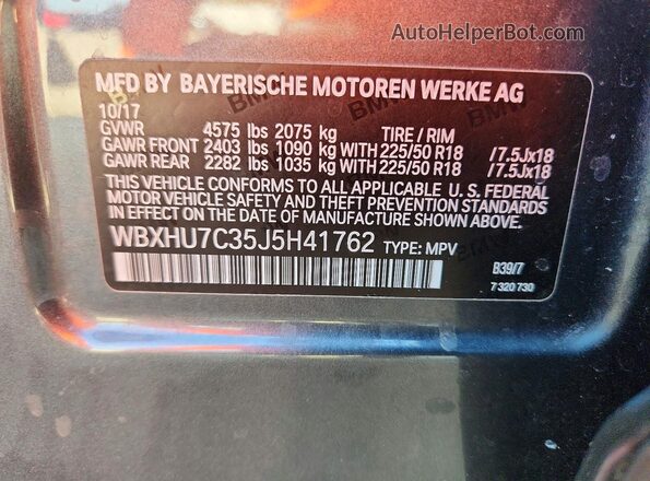 WBXHU7C35J5H41762 2018 BMW X1 Gray Շարժիչի բաժամունքի տեսք