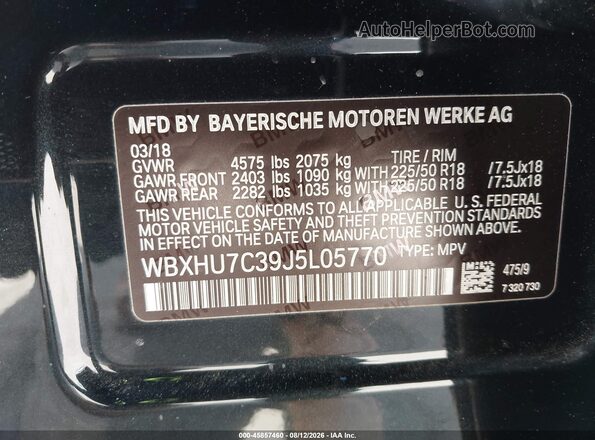 WBXHU7C39J5L05770 2018 BMW X1 Black Вид підкапотного простору