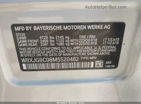 WBXJG9C08M5S20482 2021 BMW X1 Silver Շարժիչի բաժամունքի տեսք