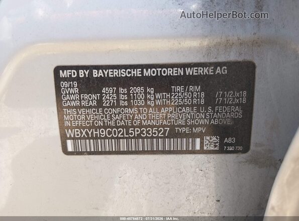 WBXYH9C02L5P33527 2020 BMW X2 Silver ძრავის განყოფილების ხედი