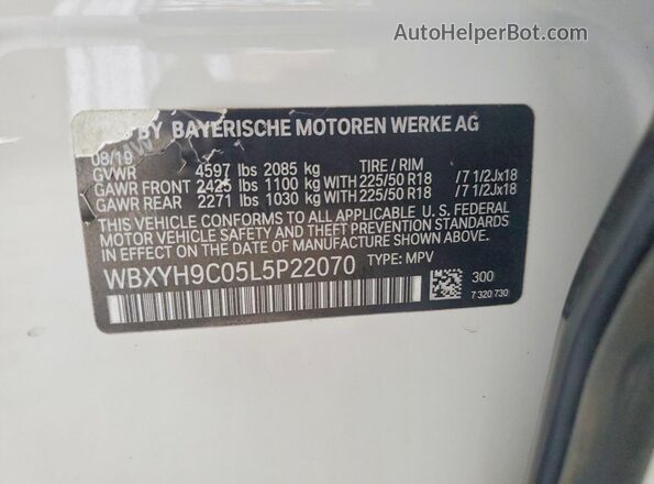 WBXYH9C05L5P22070 2020 BMW X2 White Вид підкапотного простору