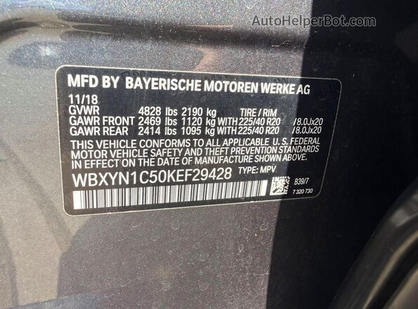 WBXYN1C50KEF29428 2019 BMW X2 Black Շարժիչի բաժամունքի տեսք
