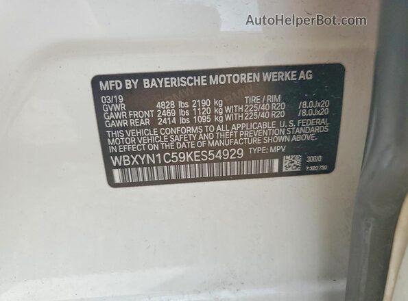 WBXYN1C59KES54929 2019 BMW X2 White Vista del compartimento del motor