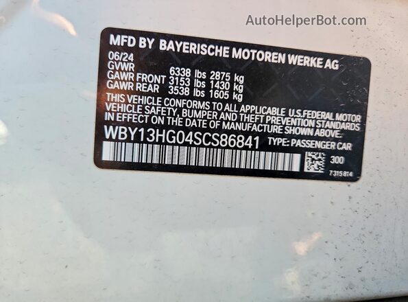 WBY13HG04SCS86841 2025 BMW OTHER White 